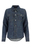 Bottega Veneta Blue Silk And Viscose Denim Printed Shirt In Blue