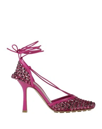 Bottega Veneta Sparkle Stretch Web High Heels In Brown