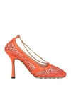Bottega Veneta Orange Mesh Stretch Pumps In Orange