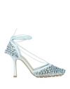 Bottega Veneta Woman Pumps Sky Blue Size 8 Leather, Textile Fibers