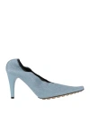 Bottega Veneta Woman Pumps Sky Blue Size 8 Soft Leather