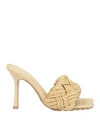 Bottega Veneta Lido 90 Raffia Intrecciato Mule In Beige