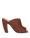 Bottega Veneta Womens Brown Canalazzo Intrecciato-weave Leather Heeled Mules In Brown