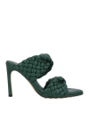 Bottega Veneta Woman Sandals Dark Green Size 8.5 Soft Leather
