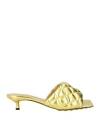 Bottega Veneta Woman Sandals Gold Size 7.5 Leather