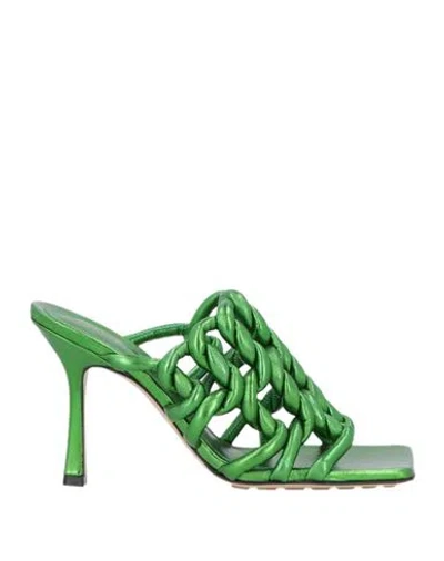Bottega Veneta Woman Sandals Green Size 8 Leather