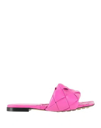 Bottega Veneta Woman Sandals Magenta Size 6 Soft Leather In Pink