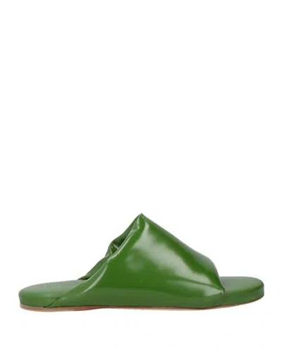 Bottega Veneta Woman Sandals Military Green Size 8 Leather