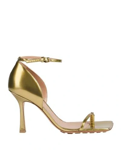 Bottega Veneta Stretch Metallic Leather Sandals In Gold