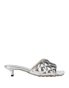 Bottega Veneta Woman Sandals Silver Size 7 Leather