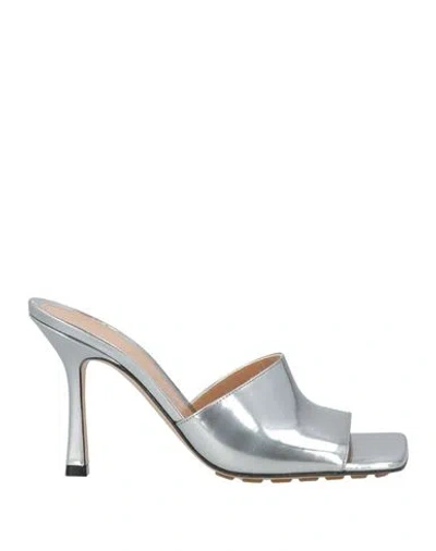 Bottega Veneta Woman Sandals Silver Size 8 Leather In Gray
