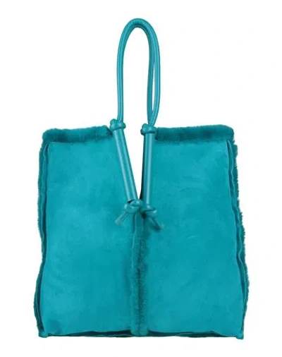 Bottega Veneta Woman Shoulder Bag Deep Jade Size - Leather, Shearling In Blue