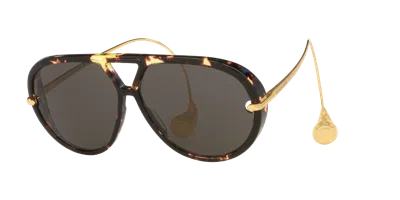 Bottega Veneta Tortoiseshell Aviator Sunglasses In Black