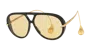 Bottega Veneta 'aviator' Black And Yellow Sunglasses With Metal Temples With Drop Detail In Recycled In Yellow