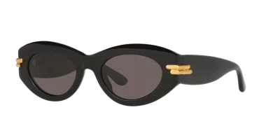 Bottega Veneta Mitre Oval-framed Sunglasses In Black