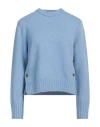 Bottega Veneta Felted Wool Knit Sweater With Side Buttons In Blue