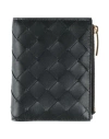 Bottega Veneta Portafoglio Intrecciato Bi-fold Piccolo Con Zip In Black