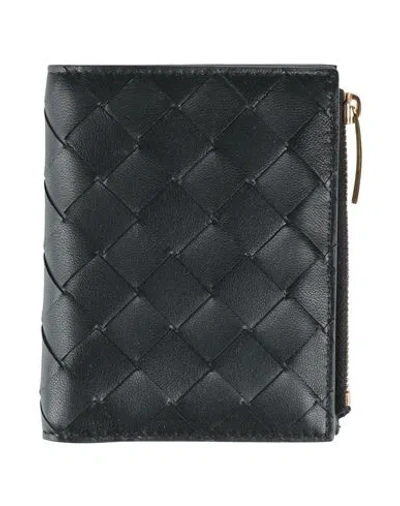 Bottega Veneta `small Intrecciato Bi-fold Zip Wallet` In Black