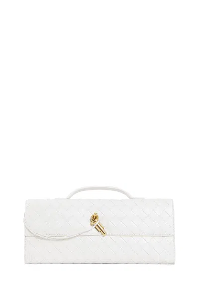 Bottega Veneta Womens Andiamo Leather Clutch Bag White-m Brass