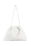 Bottega Veneta Medium Dustbag Intrecciato Leather Shoulder Bag In White
