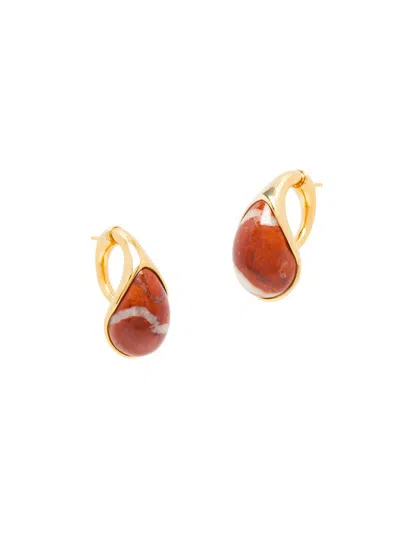 Bottega Veneta Women's 18k-gold-plated & Marble Drop Earrings In Red