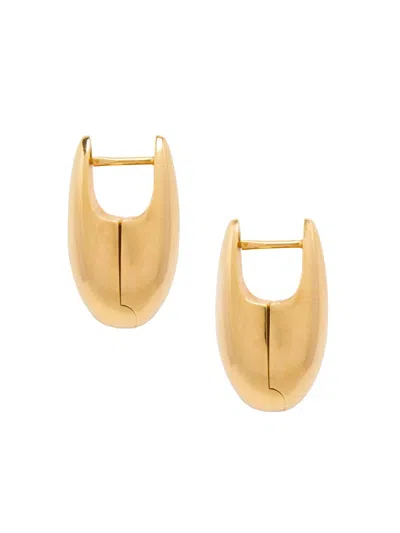 Bottega Veneta Circular Gold Hoop Earrings In Brown