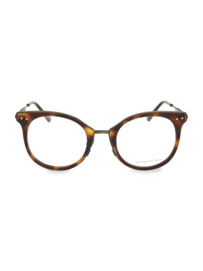 Bottega Veneta Women's 50mm Round Novelty Optical Glasses In Brown