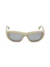 Bottega Veneta Logo Plaque Rectangular Sunglasses In Gray