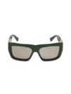 Bottega Veneta Acetate & Metal Rectangle Sunglasses In Green