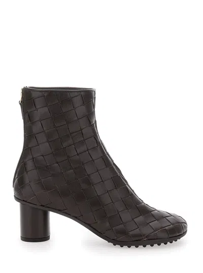 Bottega Veneta Women Leather Ankle Boots With Intrecciato Motif In Multi
