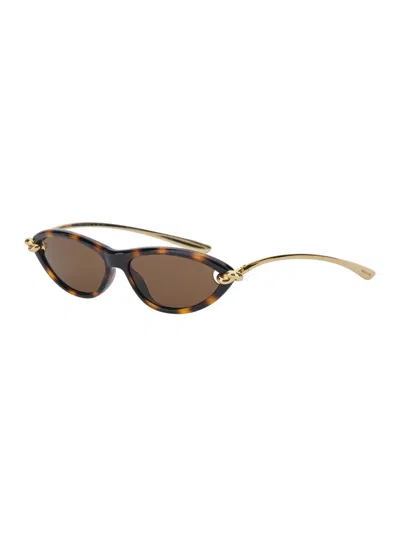 Bottega Veneta New Knot Cat-eye Acetate And Gold-tone Sunglasses In Tortoiseshell