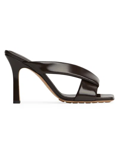 Bottega Veneta Women's 90mm Interwoven Leather Mules In Brown