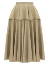 Bottega Veneta Layered Pleated Cotton-poplin Midi Skirt In Sand