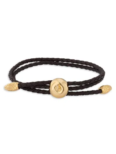 Bottega Veneta Women's Adam 18k-gold-plated & Leather Bracelet In Black