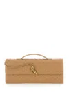 Bottega Veneta Women 'andiamo' Beige Clutch With Handle And Intreccio Motif In Leather Woman In Multi