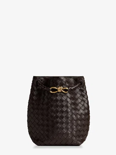 Bottega Veneta Women Andiamo Bucket Leather Crossbody Bag With Intrecciato Pattern In Black