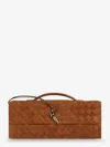 Bottega Veneta Women Andiamo Clutch Suede Handbag With Intrecciato Motif In Multi