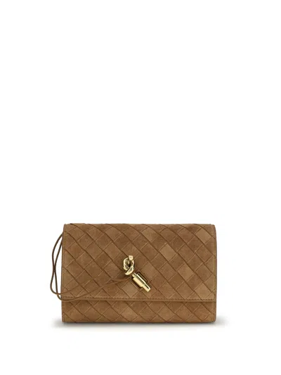 Bottega Veneta Women Andiamo Clutch With Shoulder Strap In Brown