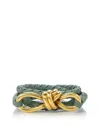 Bottega Veneta Women's Andiamo Intrecciato Leather Belt In Aloe/brass