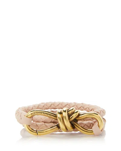 Bottega Veneta Women's Andiamo Intrecciato Leather Belt In Lotus/brass