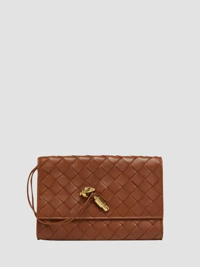 Bottega Veneta Andiamo Intrecciato Leather Slim Shoulder Bag In Brown