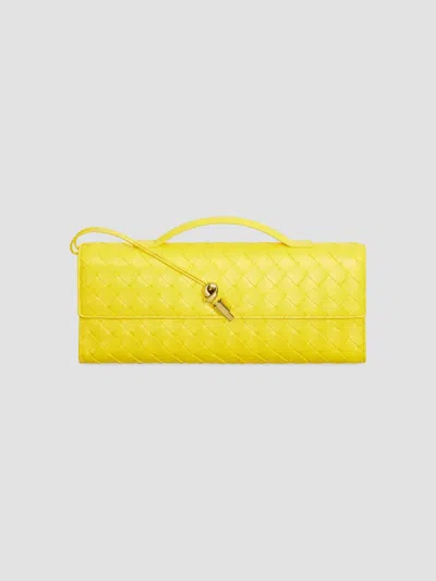 Bottega Veneta Women's Andiamo Intrecciato Leather Top-handle Clutch In Sulfur