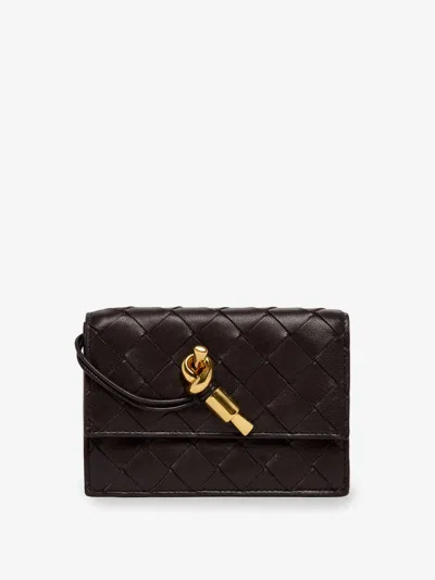 Bottega Veneta Women Andiamo Leather Card Holder With Intrecciato Motif In Multi