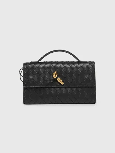 Bottega Veneta Women's Andiamo Leather Clutch In Black