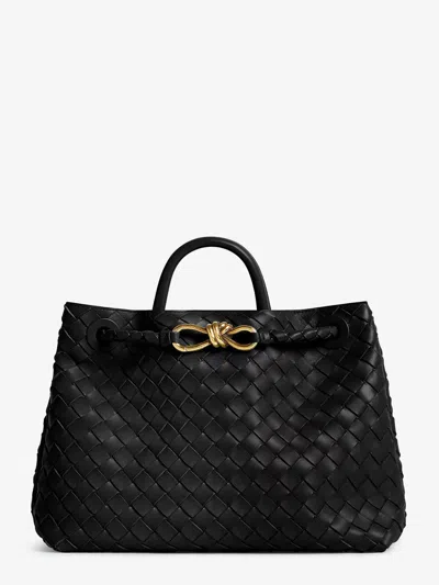 Bottega Veneta Women Andiamo Leathwer Shoulder Bag With Intrecciato Motif In Black