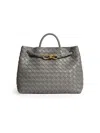 Bottega Veneta Women's Andiamo Medium Intrecciato Leather Top-handle Bag In Gray