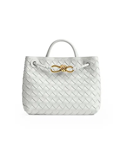 Bottega Veneta Small Andiamo Intrecciato Leather Top-handle Bag In Neutral