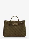 Bottega Veneta Women Andiamo Suede Shoulder Bag With Knot Detail In Green