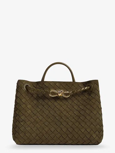 Bottega Veneta Women Andiamo Suede Shoulder Bag With Knot Detail In Green