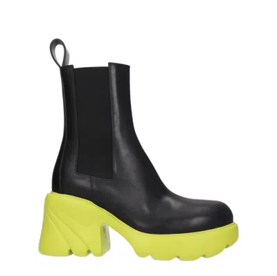 Bottega Veneta Women's Ankle Boots Black Leather/kiwi